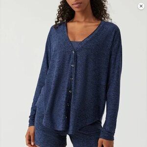 Outdoor Voices Cloudknit Button Down Lightweight Lounge Cardigan | Navy Blue | L